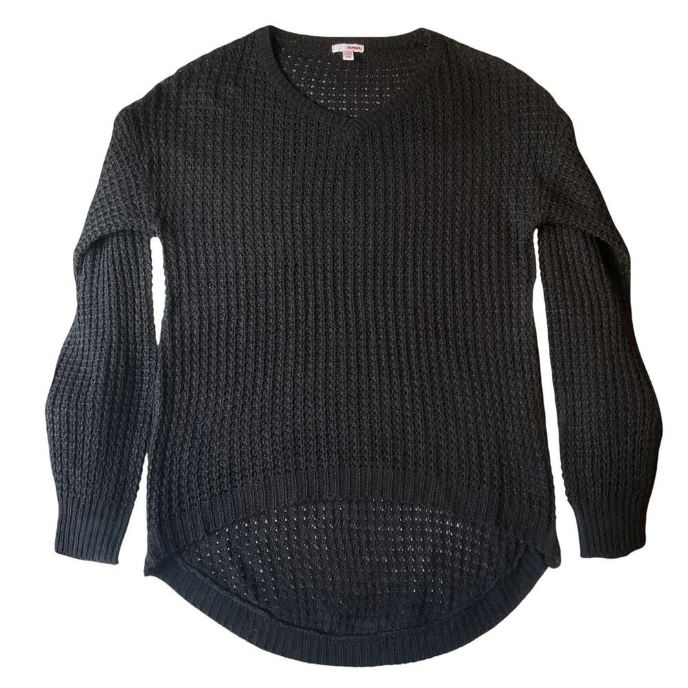 Bongo Women Sweater L/G Black Long Sleeve Crew Neck Stretch Lightweight